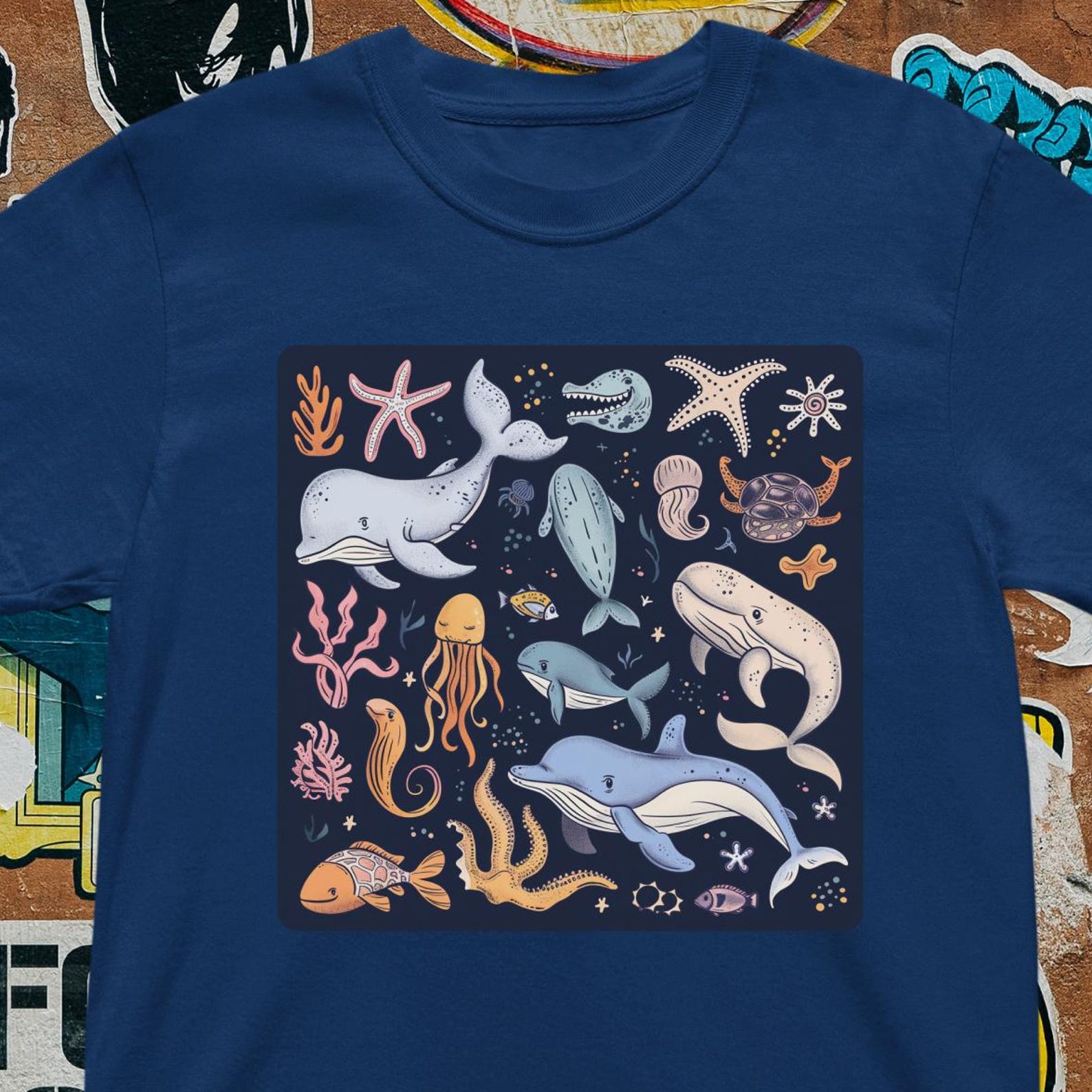 Ocean Animals T-Shirt - Cute Sea Life Graphic Tee L