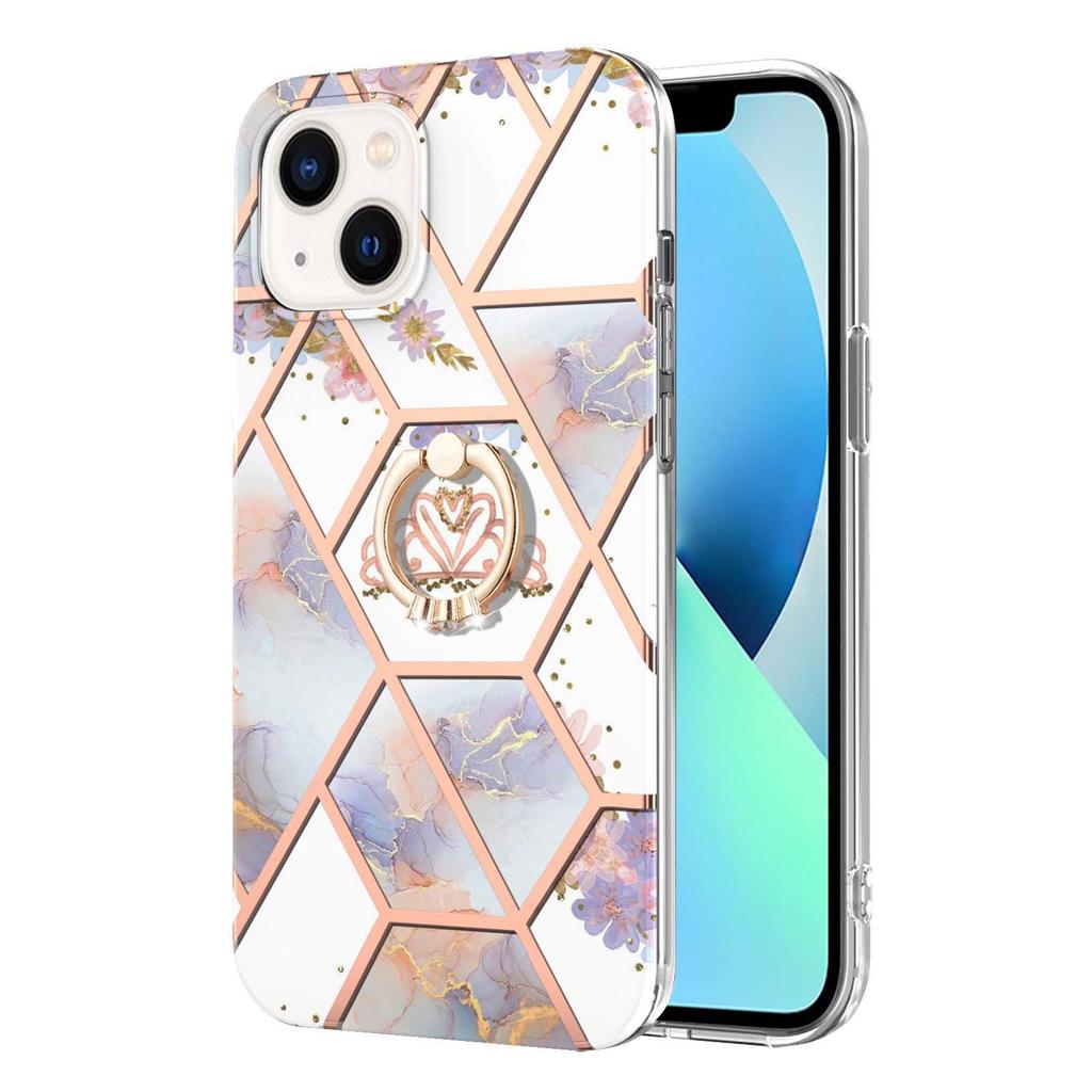 Flower splicing marble is suitable for Apple iPhone16 mobile phone case 15Pro all-inclusive anti-drop 14plus.