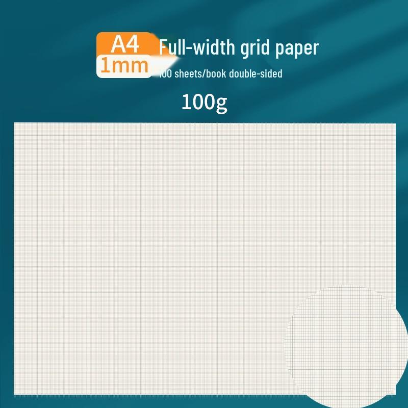 Double-Sided A4 Thickened Small-Square Grid Paper, Natural Color, Eye Protection, Non-Tear, Ideal for Postgraduate Exam Prep.
