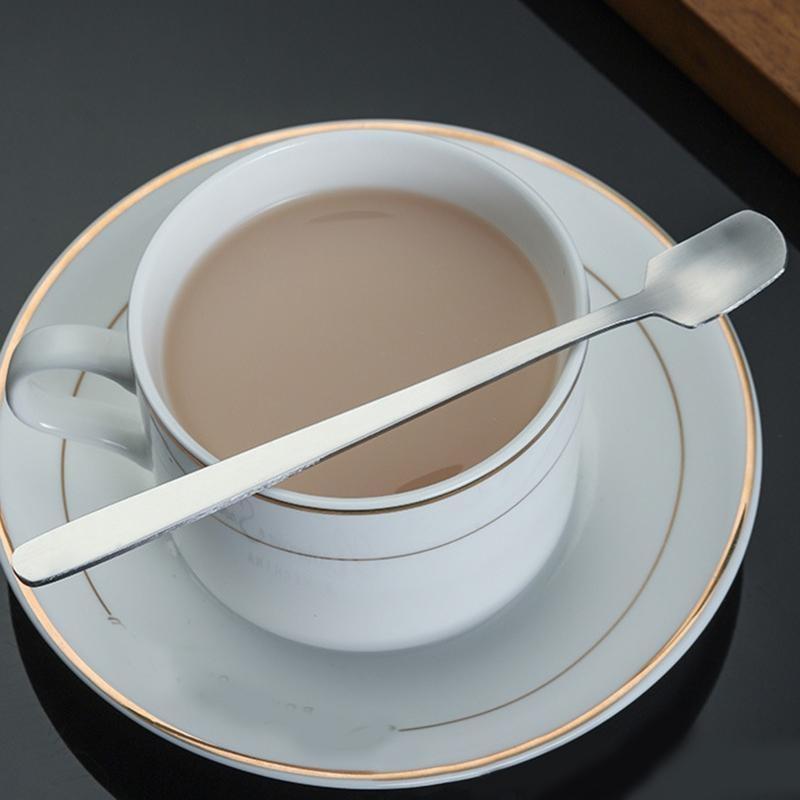 Square Head Stirring Spoon Small Teaspoon Metal Steel Tableware Easy To Clean