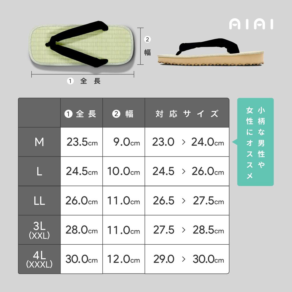 [Ai-Ai] Setta Sandals, Sponge Sole, Tatami Rush Grass, Size M, Black, Indigo Dyed Thongs (Stripes/Hemp Leaf/Seigaiha Pattern), Black Thongs, 5 Sizes A