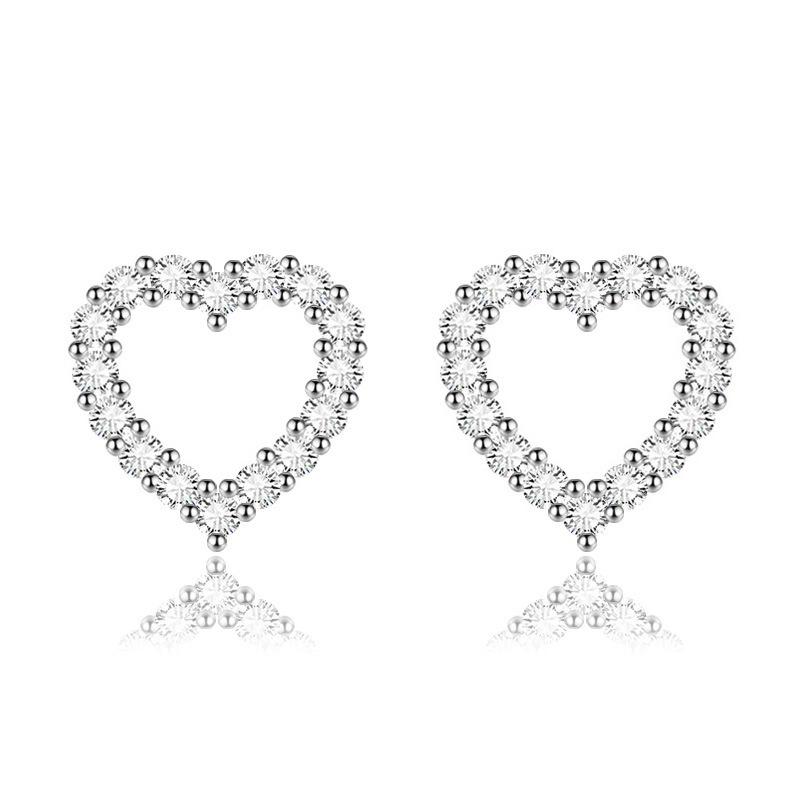 Trendy Earrings, Love Earrings, Women S Hollow Micro-Inlay Temperament, Heart-Shaped Earrings, Light Luxury And Sweet
