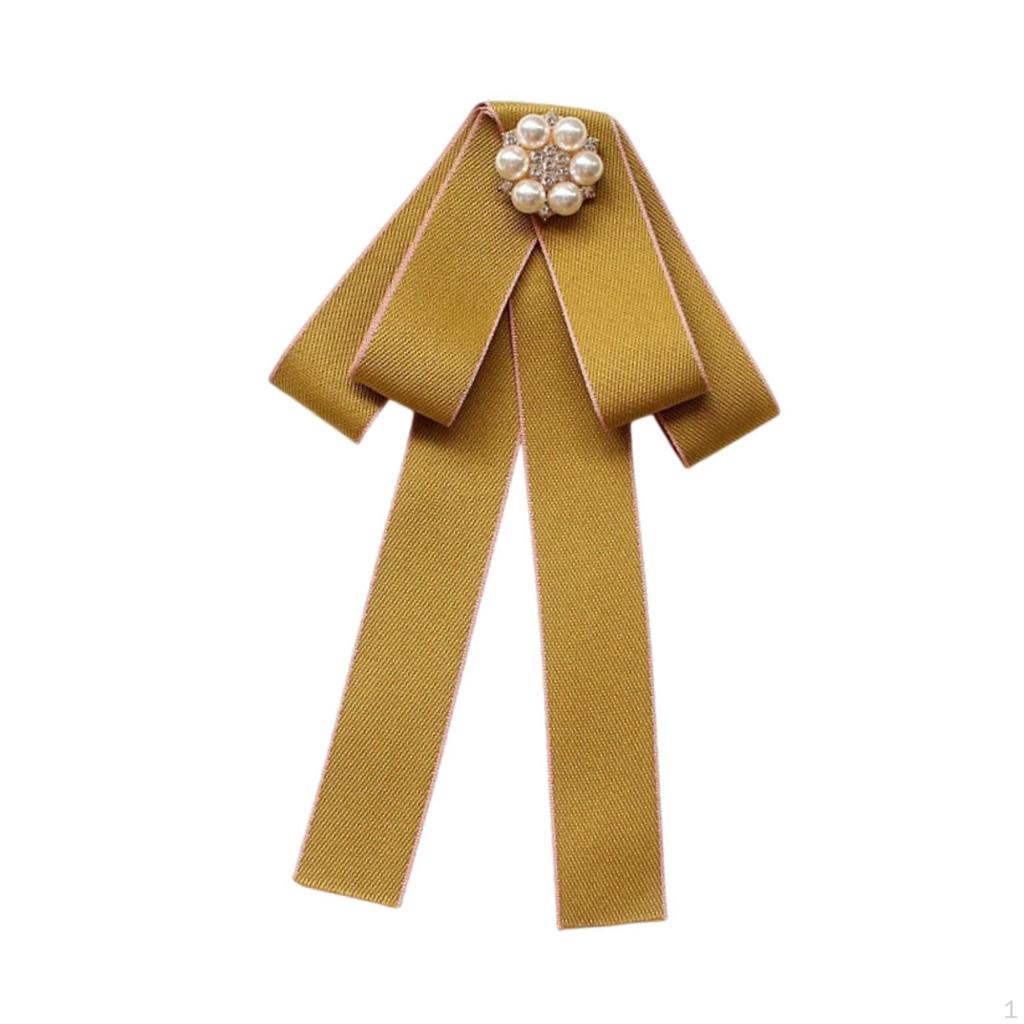 Bow Tie Brooch with Ribbon for Women, Necktie Pin Blouse and Shirt, Uniform Accessory