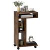 C-shaped Side Table Serving Trolley, 4 Casters, 3 Compartments, 40 X 30 X 69 Cm, Rustic Brown