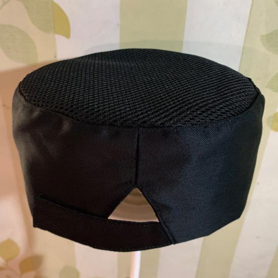 Filet respirant Dôme plat Fermeture à bande réglable Chapeau de chef Chapeau de travail pour serveur Nourriture japonaise et coréenne