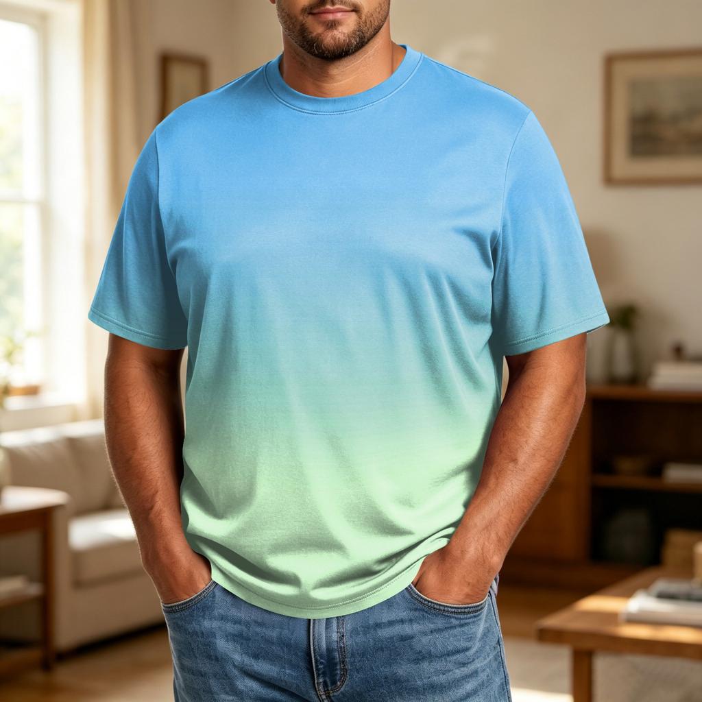 Men's Big Size Comfortable Breathable Casual Loose Fit T Shirt Top Soft Fabric Short Sleeve Crew Neck Tee for Everyday Wear