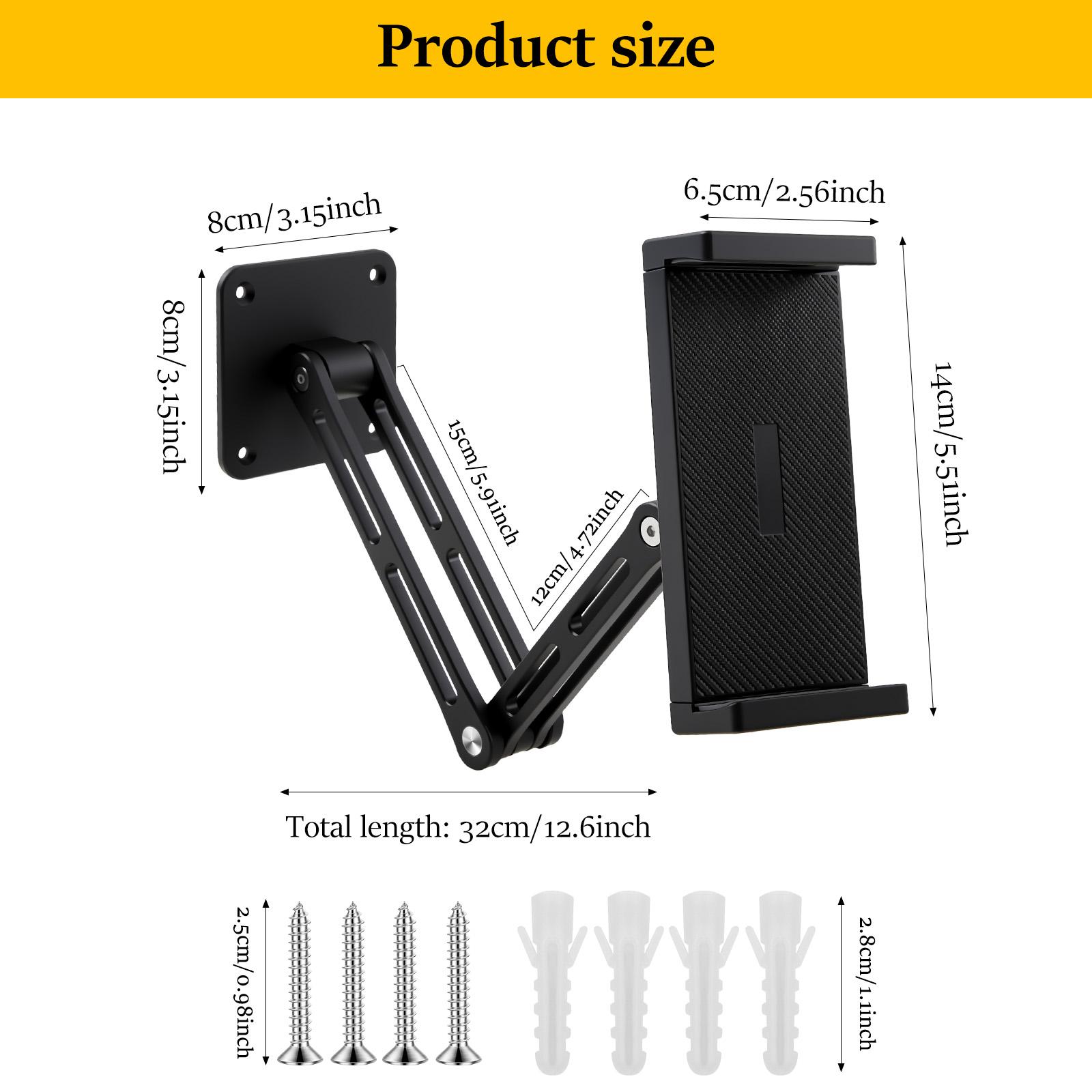 

Настінний тримач для планшета, алюмінієвий сплав, складаний тримач для телефону з гвинтами, універсальна підставка для мобільного телефону та планшета з обертанням на 360°