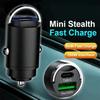 200W Car Dual Port Mini USB Charger Ultra Fast Charging Cigarette Lighter Socket 12-24V Aluminum Cell Phone Charging Adapter