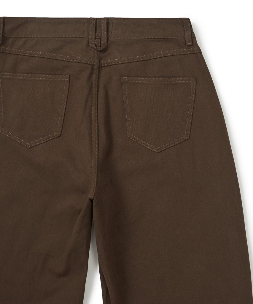 WEST GRAND BOULEVARD Wide Curved Line Cotton Pants Brown