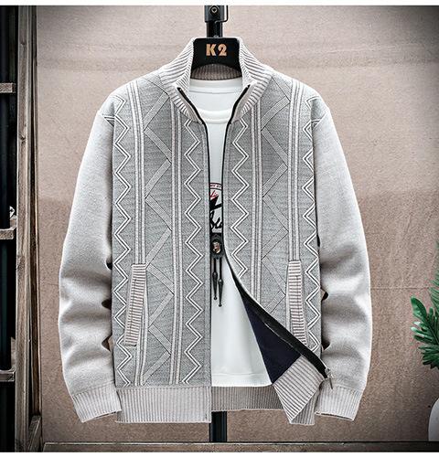 Men's Autumn Winter Cable Knit Zipper Cardigan - Thick Warm Casual Sweater for Men