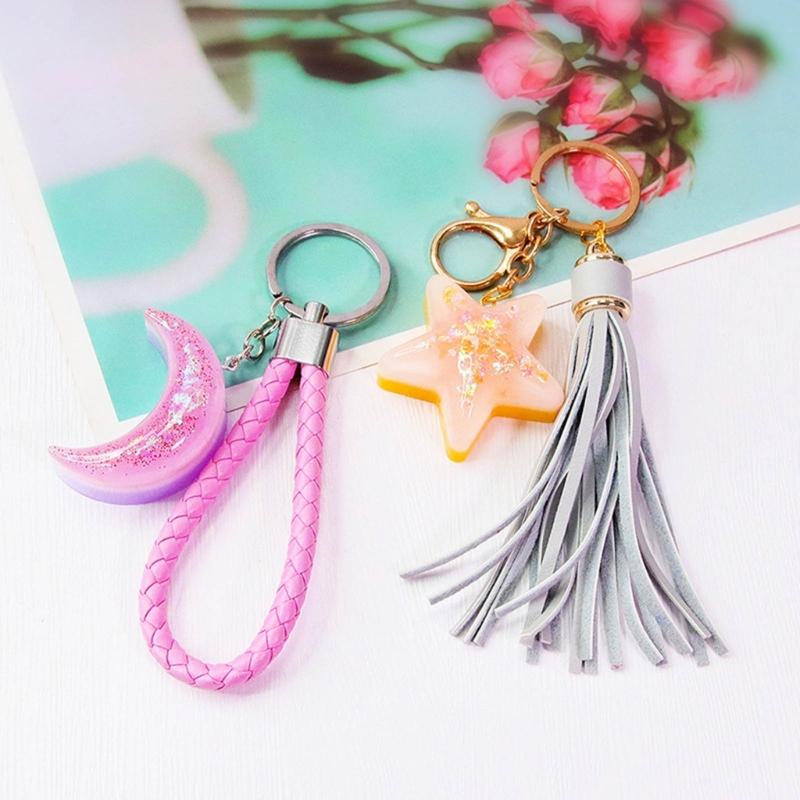 DIY Kristall Schlüsselanhänger Silikonform mit Loch, Epoxidharz Bastelformen für Valentinstag Feiertags Festival Dekorationen