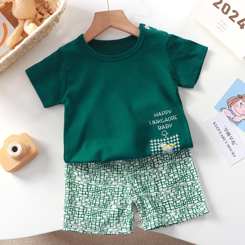Kids Cotton Cartoon T-Shirt and Shorts Set Baby Boy Girl  Casual Outfit Children Clothes Set