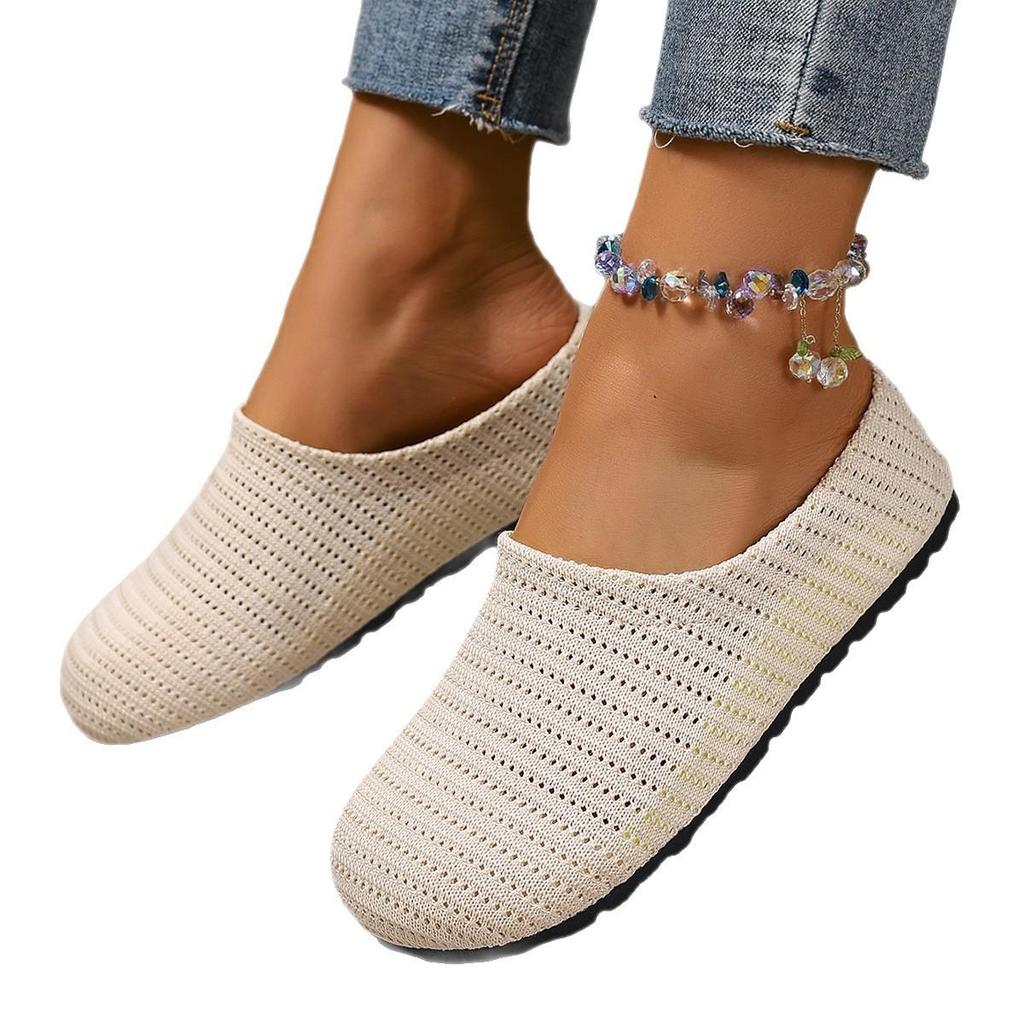 Weave Damen Flats Slipper Elegant Flache Mules Schuhe Sommer Neue Mode Flip Flops 2025 Laufen Gemütlich Weich Sandalen