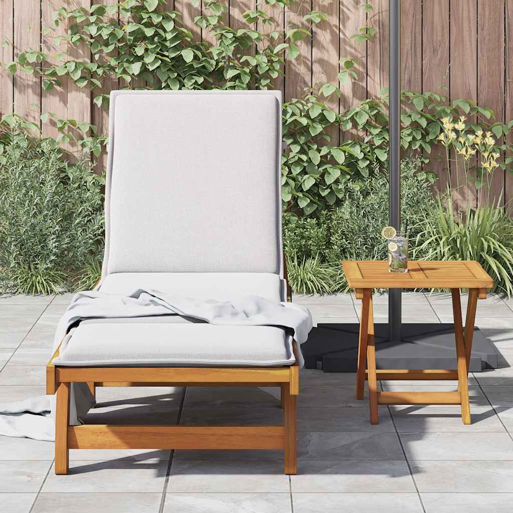 Sun Lounger with Table Solid Acacia Wood