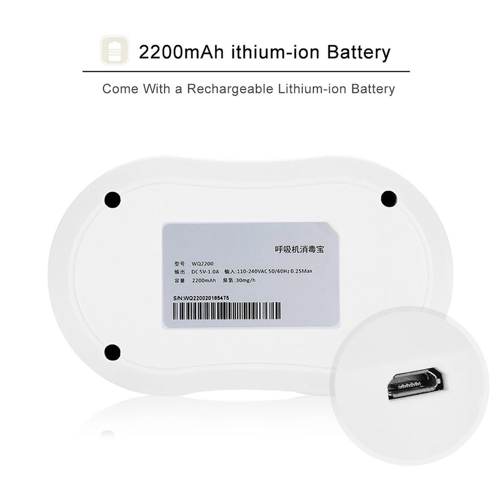 2200mAh Ventilation Disinfector Sterilizer Ozone Generator Cleaner Air Cleaning Effect Machine