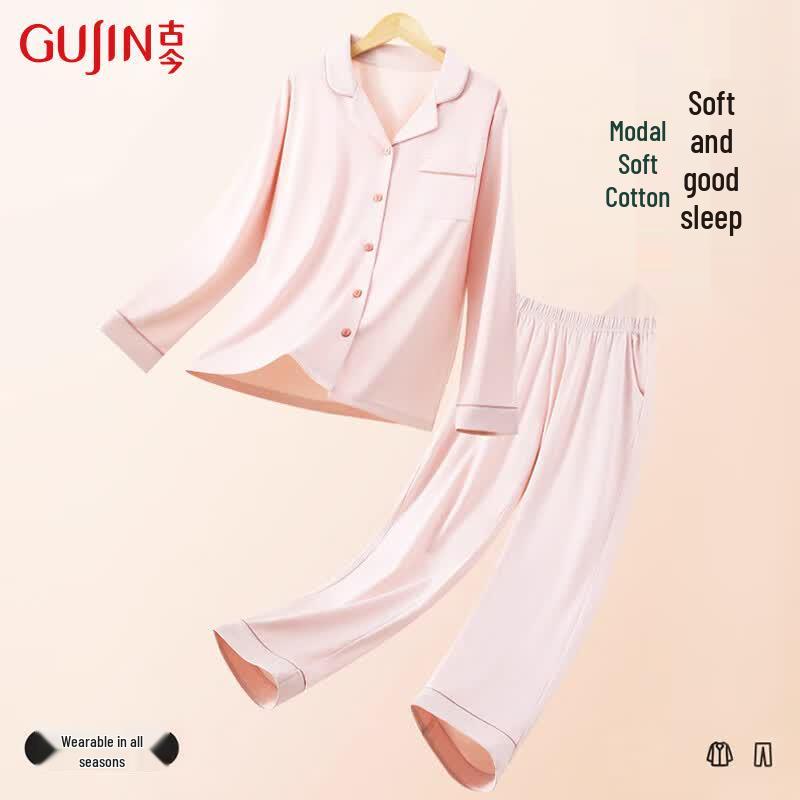 GUJIN Women s Modal Cotton Lounge Pajama Cardigan Set L