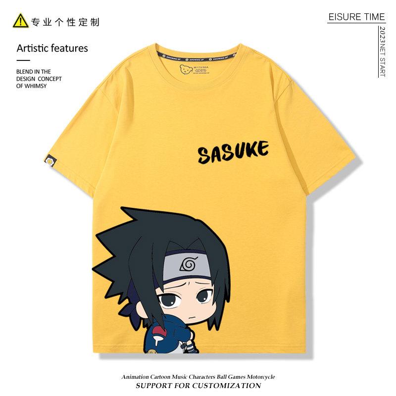 Childrens Tshirt Cartoon Naruto Sasuke Naruto QVersion Anime Peripheral Printed Parent Child Wear Pure Cotton Fashion Tshirt
