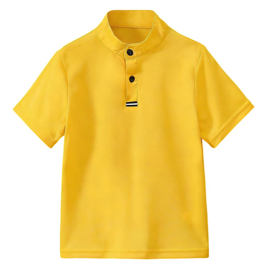 Chemise tendance à col montant boutonnée à manches courtes pour enfants