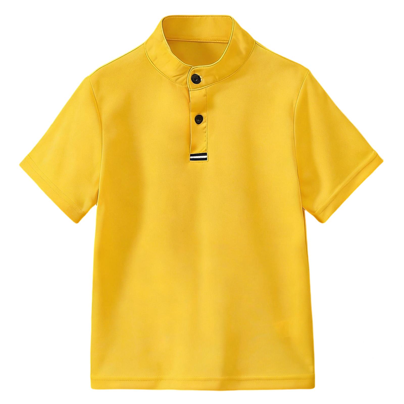 

Children s Fashionable Stand Collar Button Short-sleeved Shirt 140 жовтий