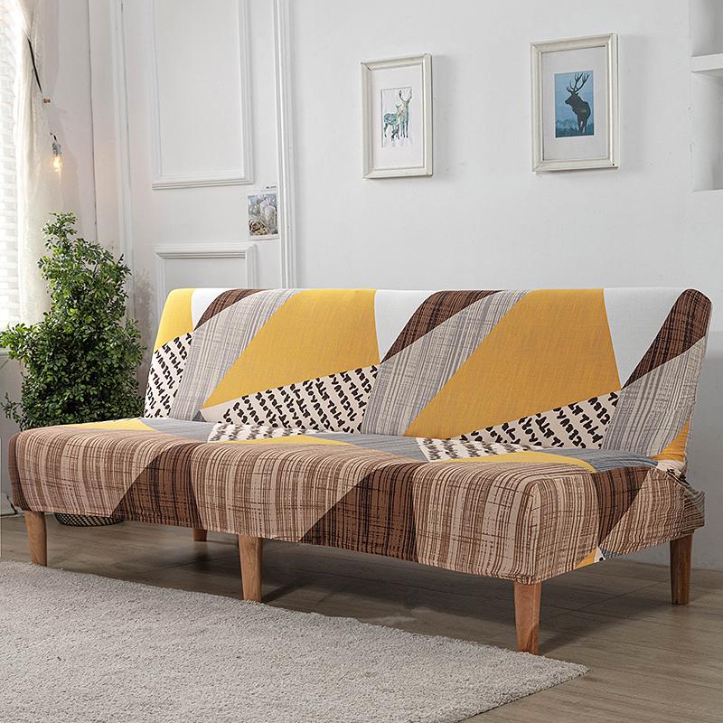 Armless Futon Cover Stretch Sofa Bed Cover Protector High Spandex Elastic Futon Slipcover With Elastic Bottom Machine Washable