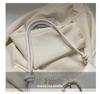 2023 Trendy White French Texture Underarm Handbag for Women - Solid Color Baguette Style