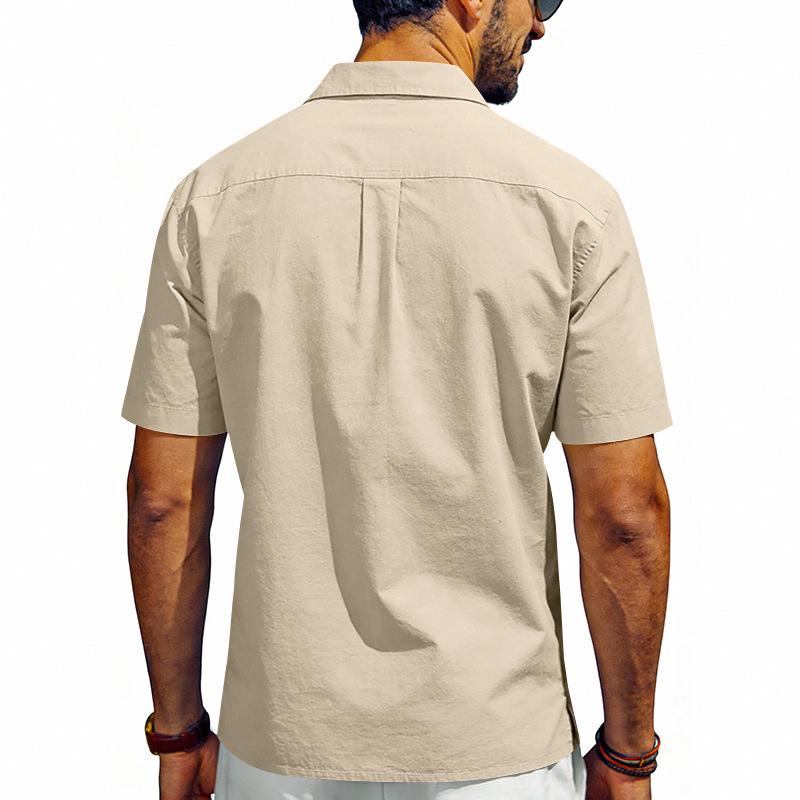 Men's Casual Short Sleeve Button Down Shirts Workwear Style Turn Down Collar Chest Pocket Blouse Tops for Daily Vacation Beach