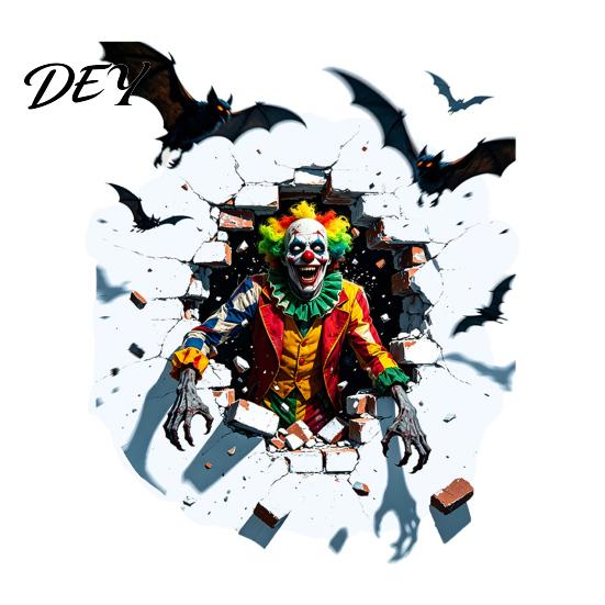 Pumpkin Werewolf Zombie Clown Stickers Halloween Wall Sticker, Realistic Pumpkin/Zombie/Werewolf/Clown Print, Waterproof PVC Self-Adhesive Decals, D