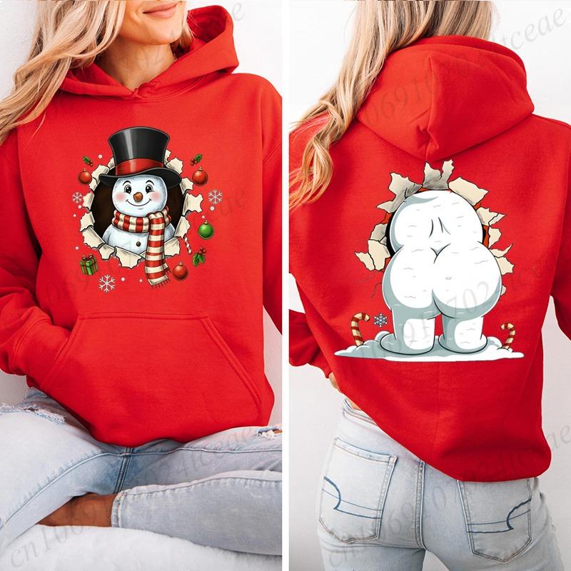 Funny Snowman Christmas Fleece Hoodies Holiday Festive Christmas Fashion Casual Sweatshirt Harajuku Pullovers Hip Hop Streetwear
