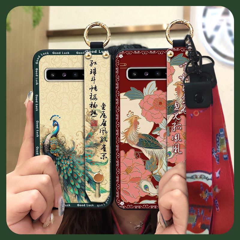 Silicone Chinese style Phone Case For Samsung Galaxy S10 5G/SM-G977N Waterproof Back Cover Lanyard Soft case Durable