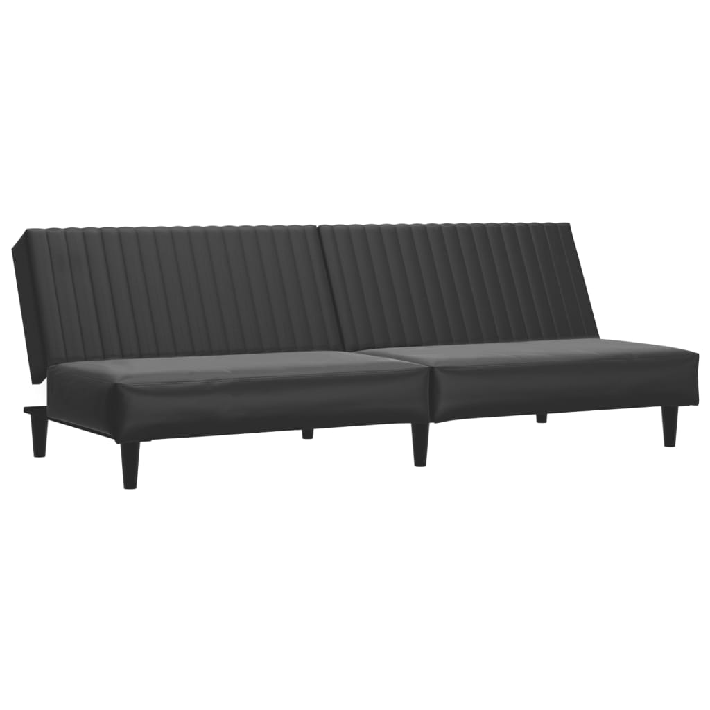 2 Seater Sofa Bed in Black Artificial Leather