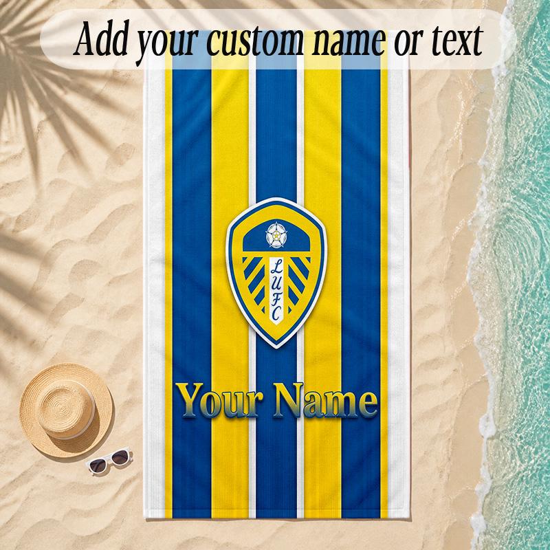 Beach TowelLeeds United Custom Name Text Personalized Soft Towel for Beach Pool Indoor Home Decor Gift