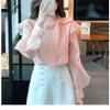 Spring Flounces Woman Chiffon Shirt Bow Formal Ruffles Dress Shirts For Women