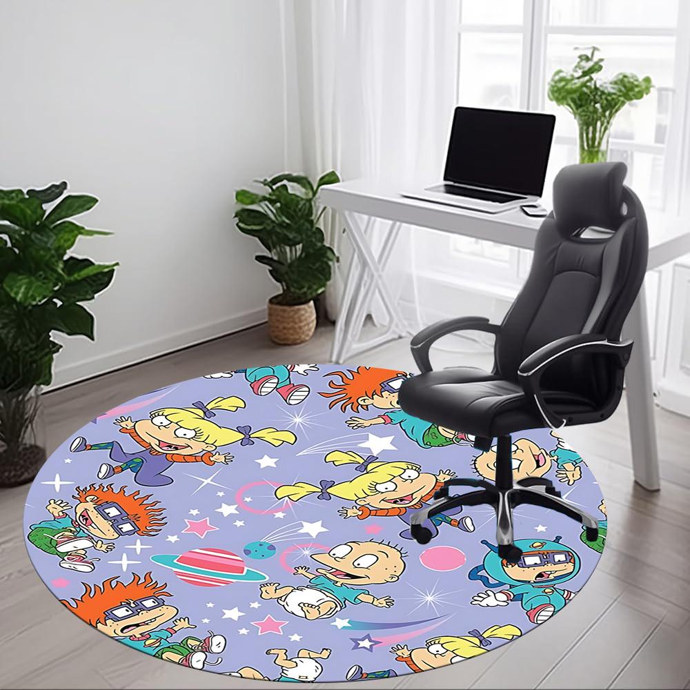 1pc Rugrats Space Office Round Area Rug, Bedroom Living Room Home Decor, Room Deco, Offic a1016101