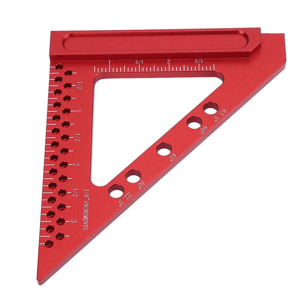 Carpenter Square Aluminum Alloy Triangle Hole Scribing Ruler for Classroom Workshop Office