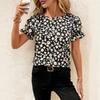 Sommer Neues Blumenhemd Damen Blasen-Spitze Kurzarm Modisches Vielseitiges Bedrucktes Oberteil