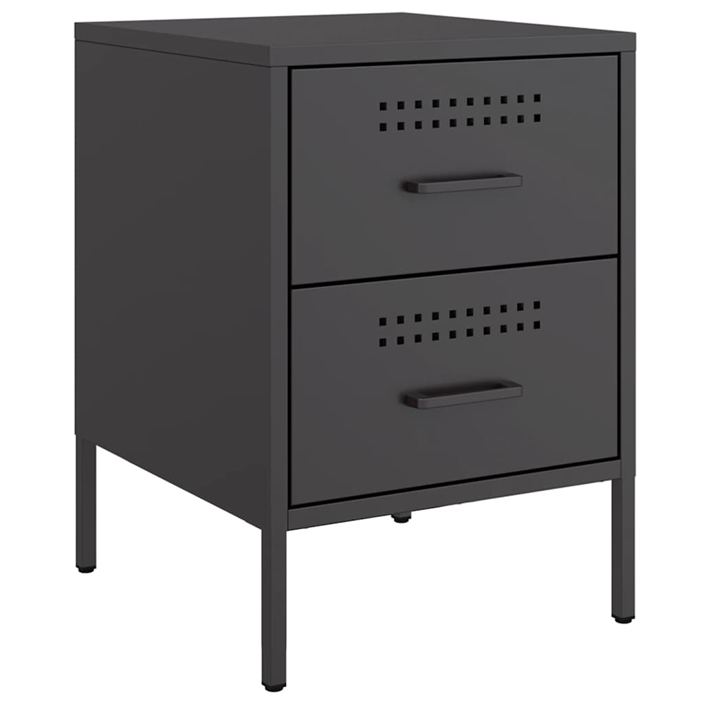 Nightstands 2 Pcs Black 36 X 39 X 50.5 Cm Steel