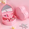 Jewelry Organizer Heart Shape Makeup Box with Mirror Cosmetic Storage Container for Earrings Rings Necklaces Display