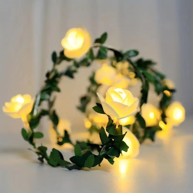 1PC 10 LED Rose Flower String Lights Battery Powered Flower Rose Night Lamp For Wedding Valentines Day Party Garland Decoration