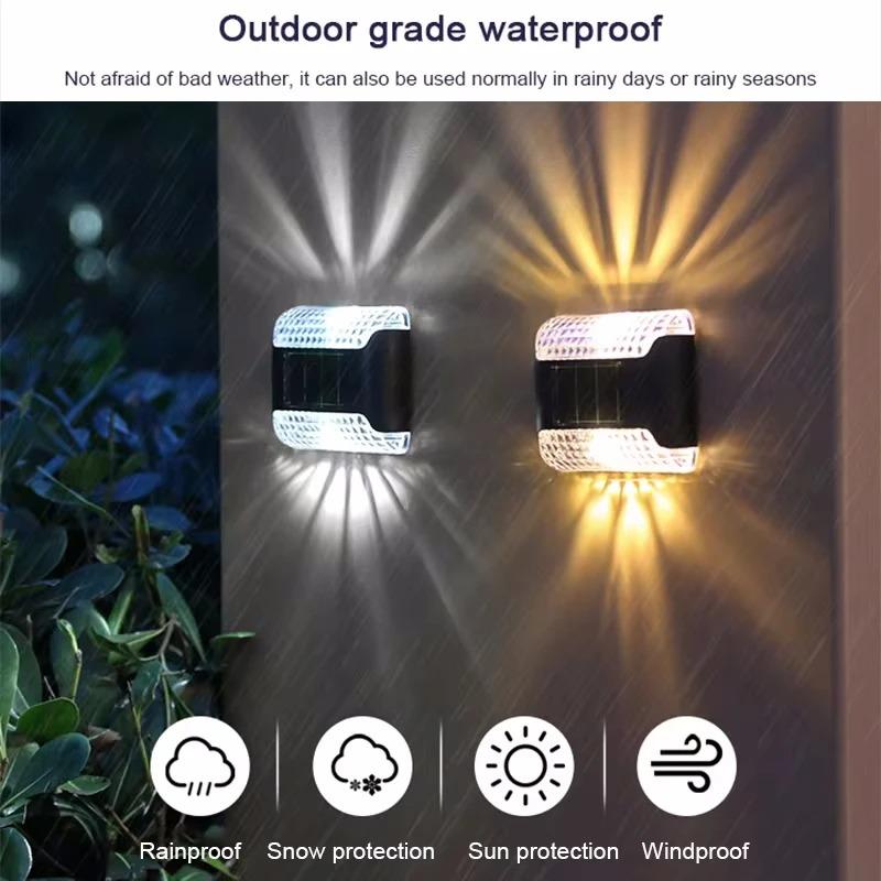 Waterproof LED Solar Lamp Outdoor Garden Ambient Lighting Decoration Up & Down Lights Stair Yard Fence Color Change Wall Light