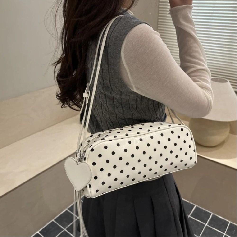 Fashion PU Leather Shoulder Bag Polka Dot Adjustable Strap Tote Bags Large Capacity Underarm Bag Women