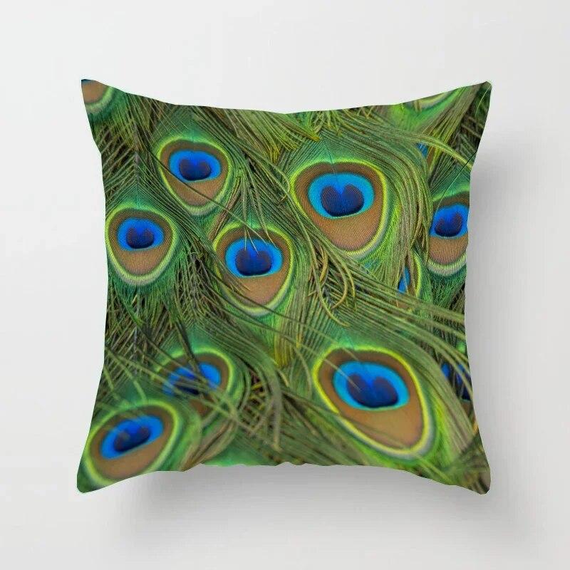45*45cm Creative Peacock Feather Series Pillowcase Art Life Home Decoration Sofa Office Seat Waist Cushion  Cover