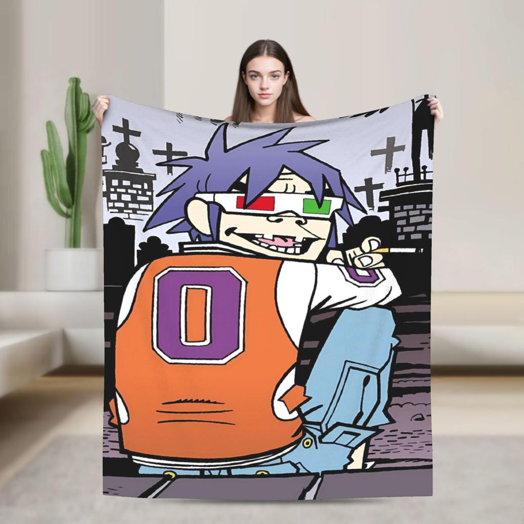 Gorillazs Flannel Blanket Winter Band Rock Warm Throw Blanket for Children Home Decor Graphic Bedspread Sofa Bed Cover