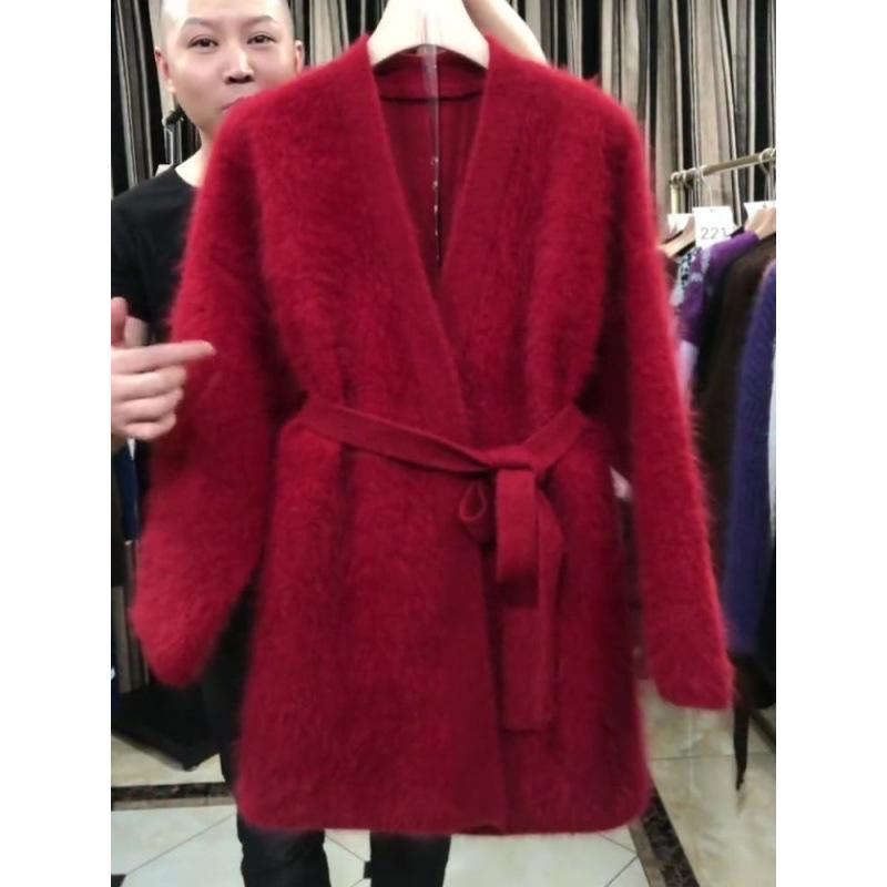 Elegant Fluffy Knit Cardigan – Slim Fit, Autumn/Winter Style