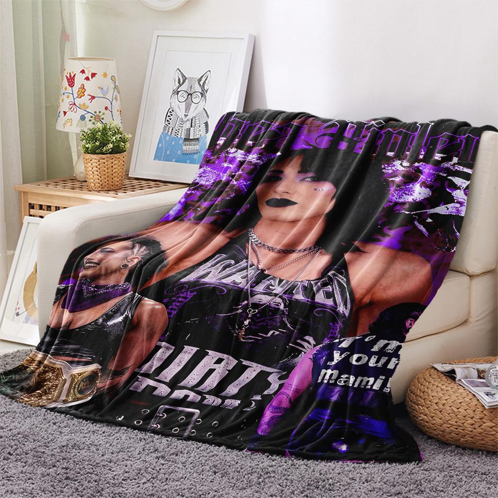 1PC Rhea Ripley Print Flannel Blanket, High quality All Seasons, Home Decor, Warmth and Comfort, Perfect for Christmas Gifts