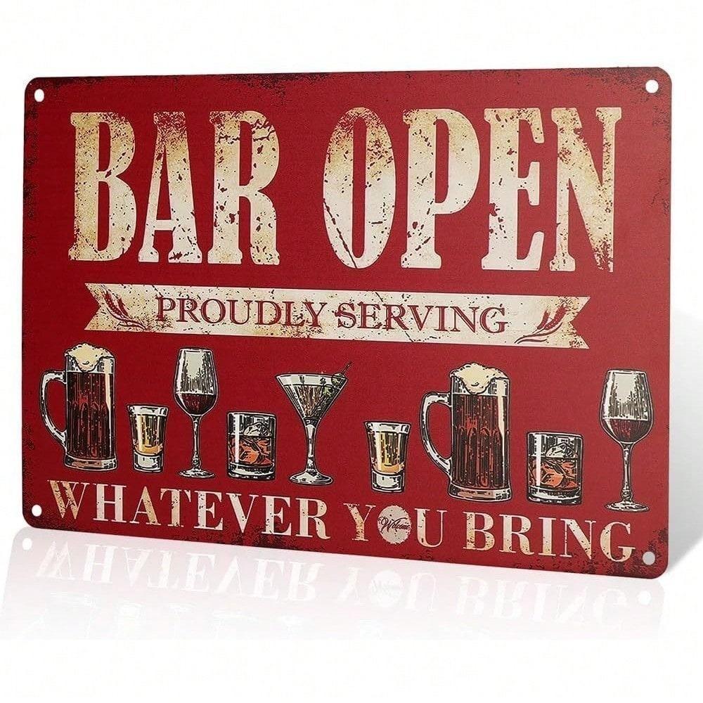 Vintage Red Pub Metal Tin Sign Wall Decor