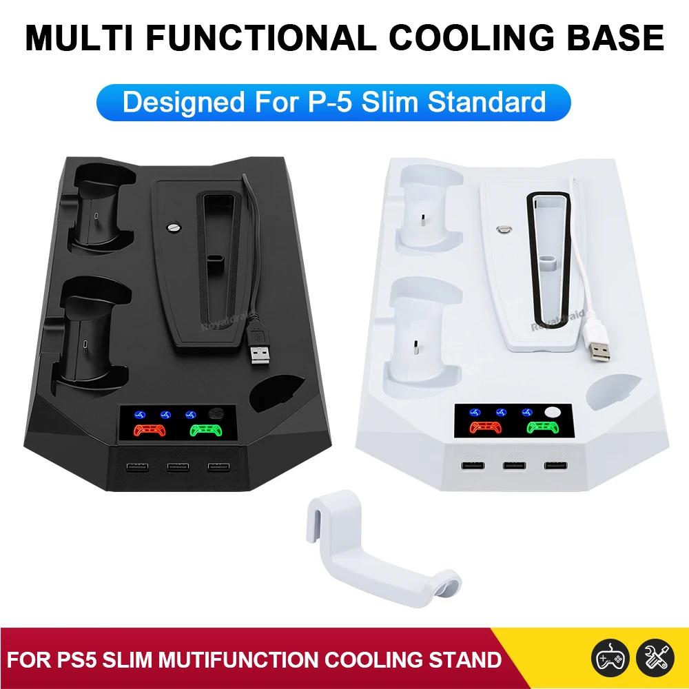 3 Mode Cooling Fan for PS5 Vertical Stand 2 Controller Charging Dock for PS5 Slim Disc Digital Edition