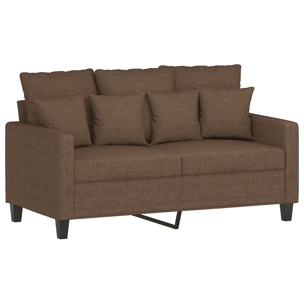 3 Piece Sofa Set with Cushions Brown Fabric