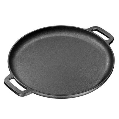 30cm Wstępnie sezonowana żeliwna patelnia 12" Patelnia do pizzy z podwójnymi uchwytami Okrągła płyta do naleśników i pizzy Patelnia do smażenia BBQ Kempingowa