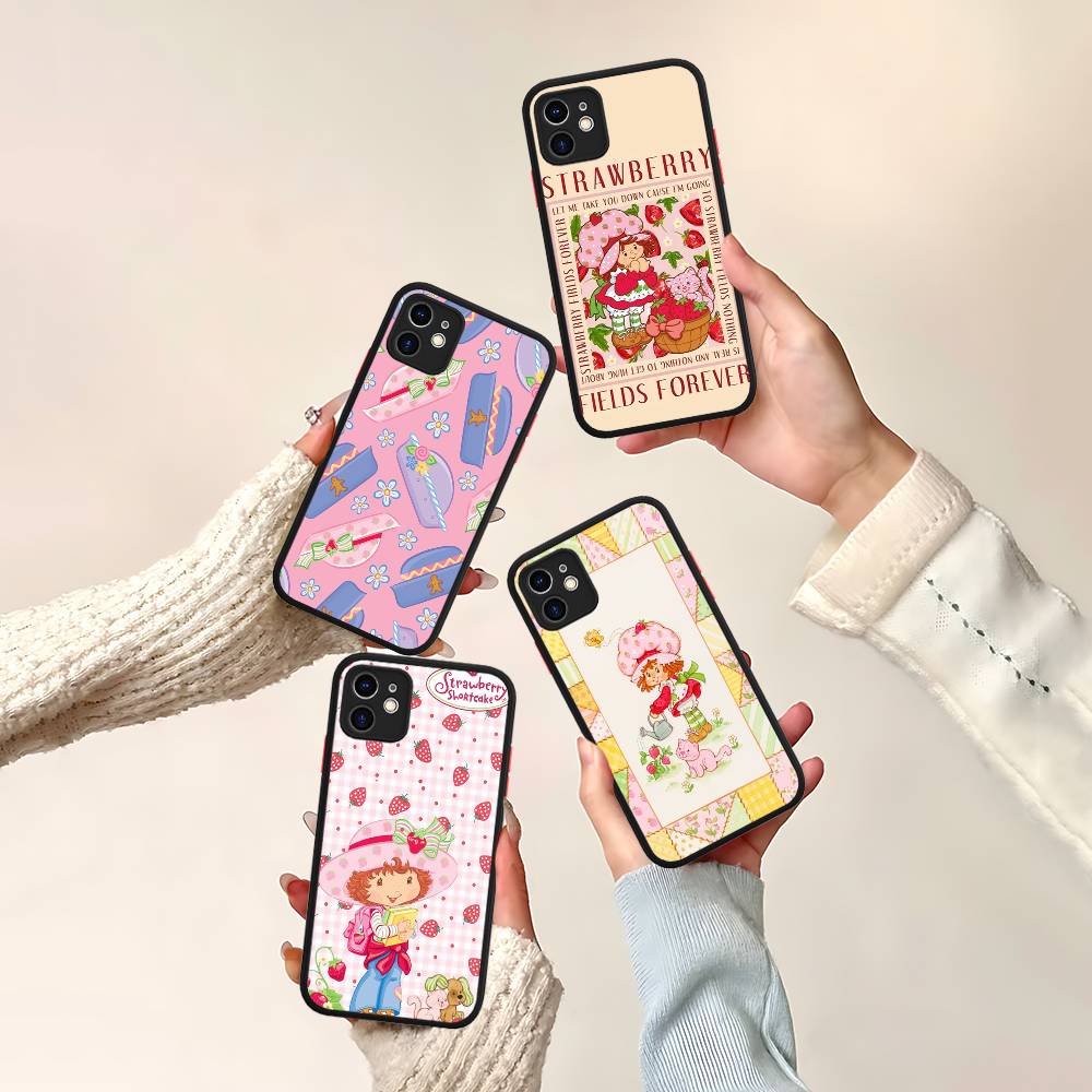 S-Erdbeerkuchen-Mädchen Für IPhone 16 Pro Max 15 14 13 12 11 XS MAX X Plus Bonbonfarbe Mattes TPU Handyhülle