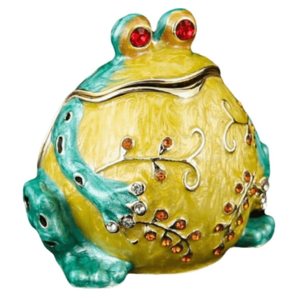 Inlaid Rhinestones Animal Figurine Trinket Box Hinged Jewelry Box Home Desktop Decoration